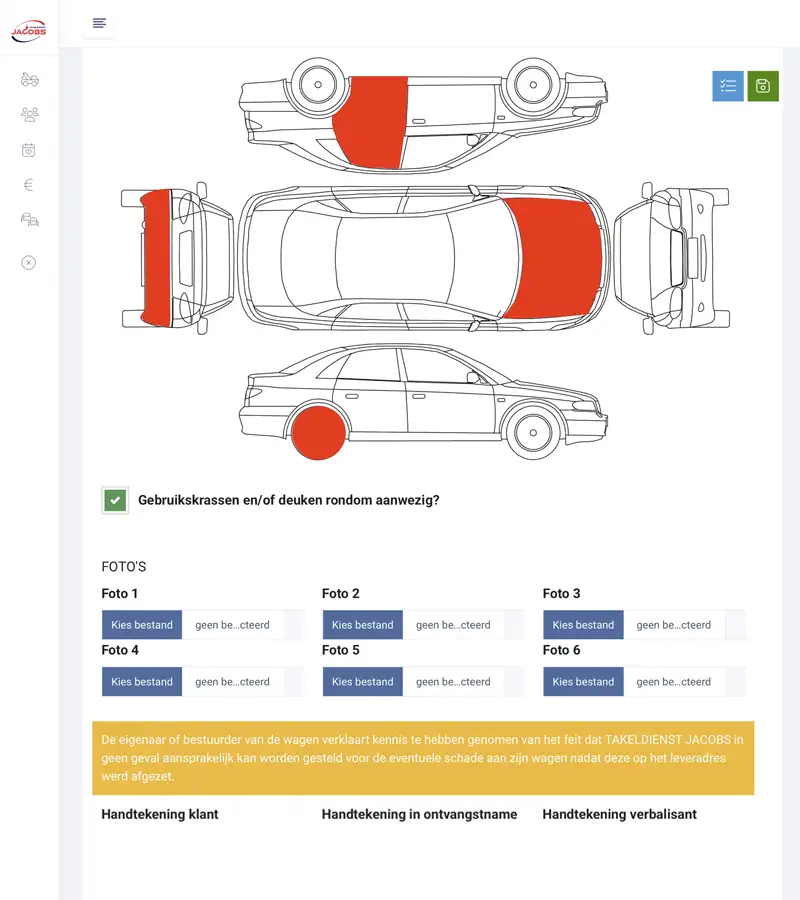 webapplicatie Takeldienst Jacobs, Merksplas
